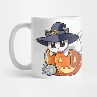 White Cat on a Pumpkin Mug